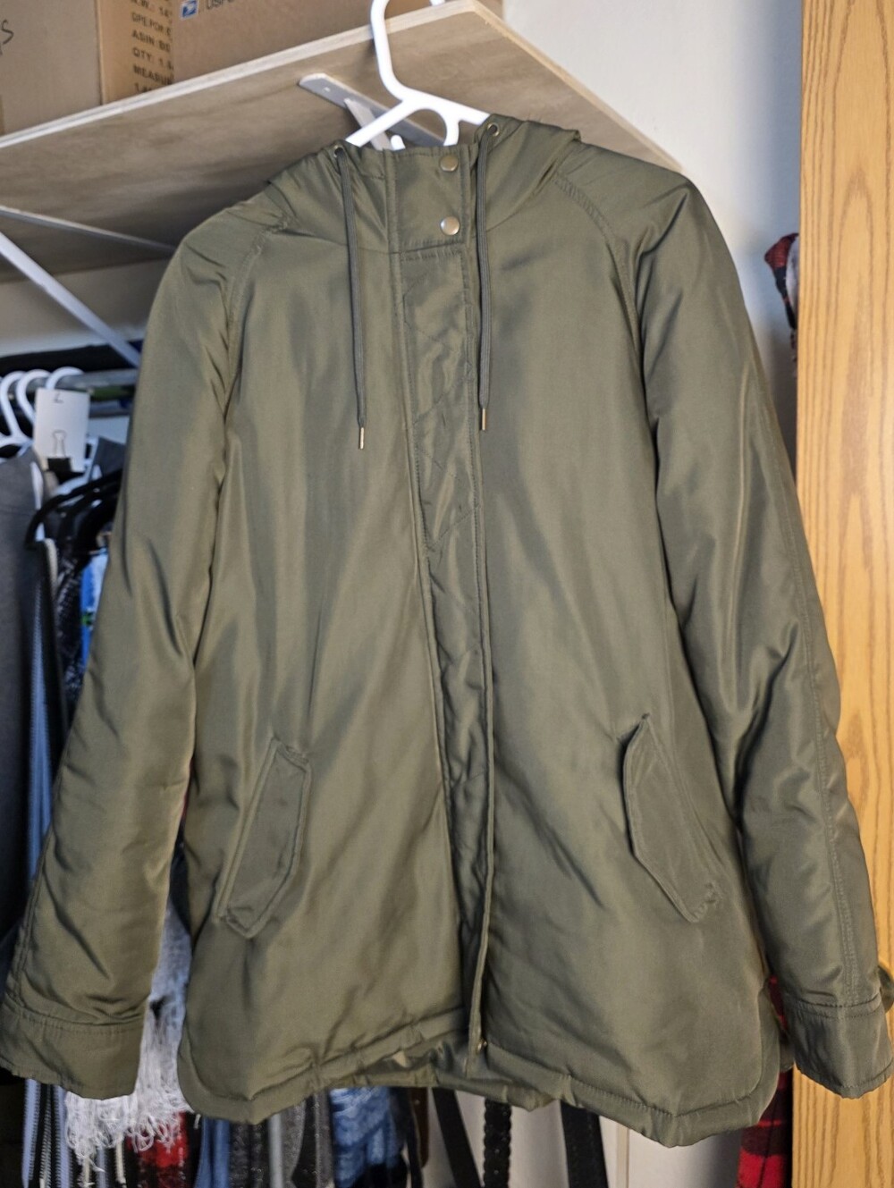 Old Navy Olive Green Faux Fur Hooded Winter Jacket